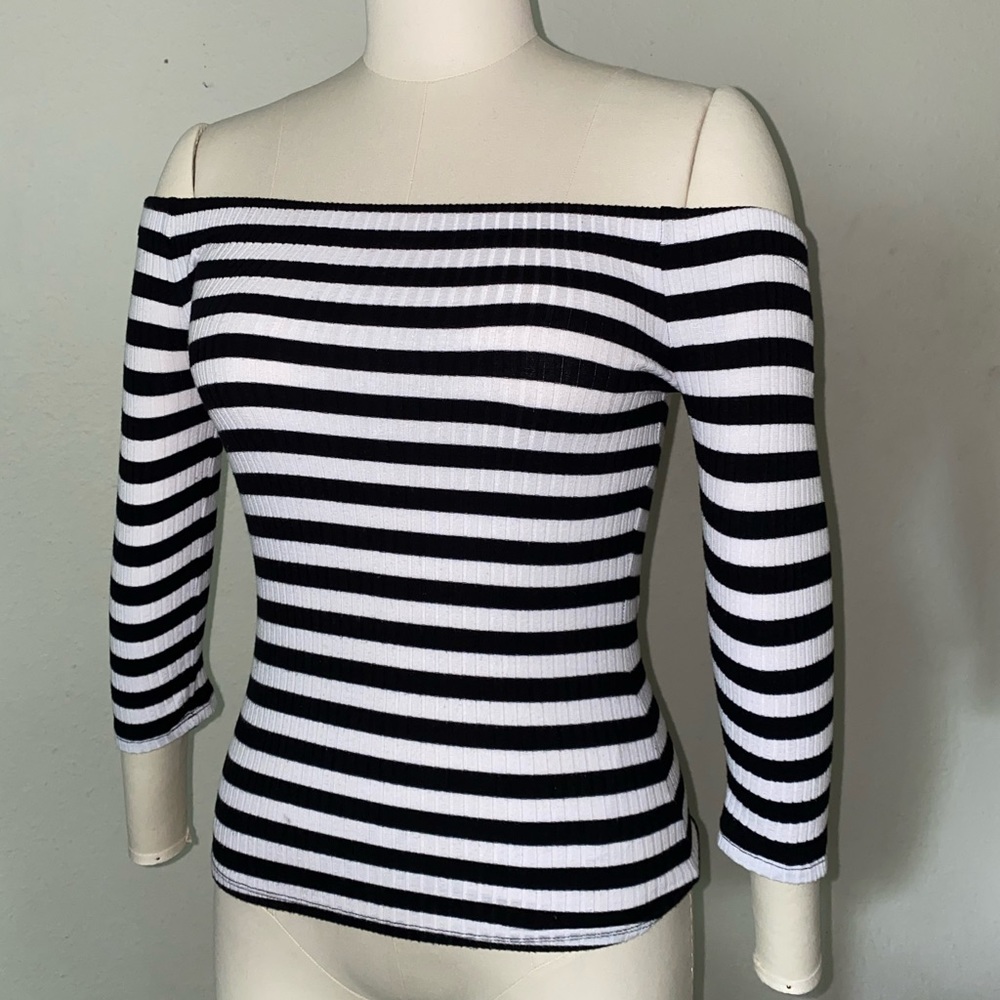 Off the shoulder striped top